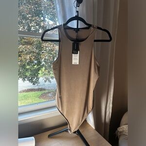 Express NWT body contour tank bodysuit in dark beige Size S